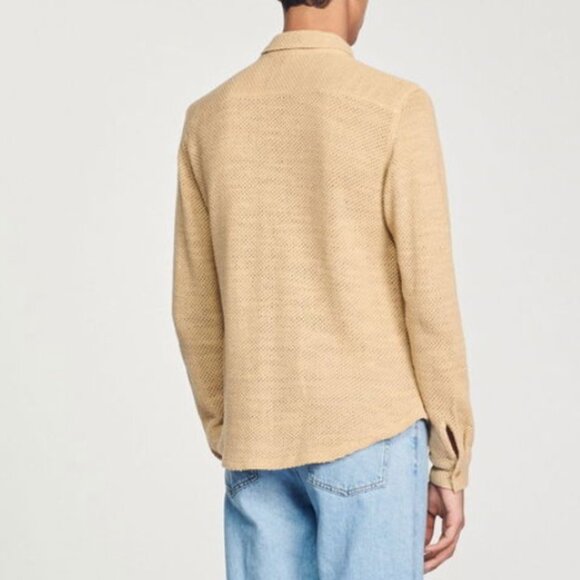 Sandro Tan Mesh Long Sleeve Shirt in Large - Picture 9 of 10